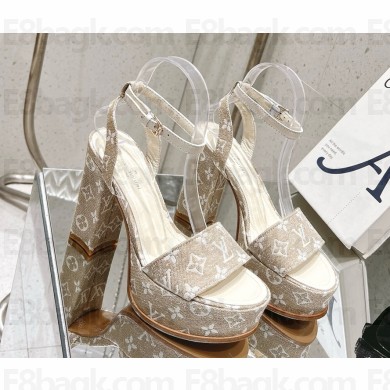 Louis Vuitton SILHOUETTE platform sandal Monogram denim white heel 11.5cm platform 4cm 2025