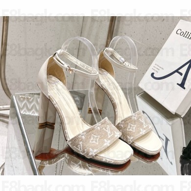 Louis Vuitton 1AAZT0 SILHOUETTE sandal Monogram denim 033102 heel 8cm 2025