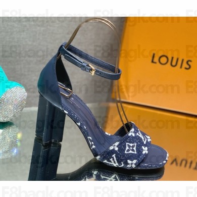 Louis Vuitton 1AAZT0 SILHOUETTE sandal Monogram denim 033107 heel 8cm 2025