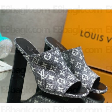 Louis Vuitton 1AAZUE  SILHOUETTE mule Monogram denim 033104 heel 8cm 2025