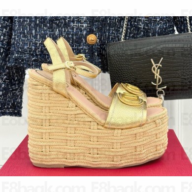 Valentino Garavani VLOGO Espadrille Wedge Sandal gold 2025 