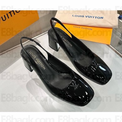Louis Vuitton 1AGY71 Swing Slingback Pump Patent calf leather black heel 5.5cm 2025