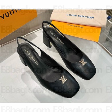 Louis Vuitton 1AGY71 Swing Slingback Pump Black Lambskin heel 5.5cm 2025