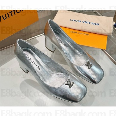 Louis Vuitton 1AGUAT Swing Pump silver Lambskin heel 5.5cm 2025