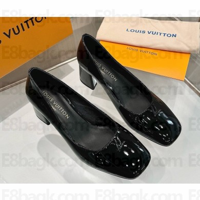 Louis Vuitton 1AGUAT Swing Pump Black patent calf leather heel 5.5cm 2025