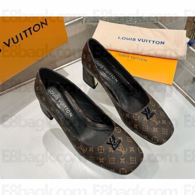 Louis Vuitton 1AGUAT Swing Pump Monogram Brown calf leather heel 5.5cm 2025