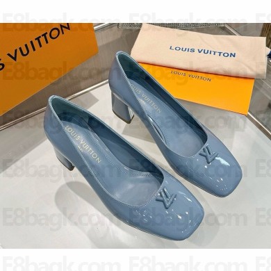Louis Vuitton 1AGUAT Swing Pump light blue patent calf leather heel 5.5cm 2025