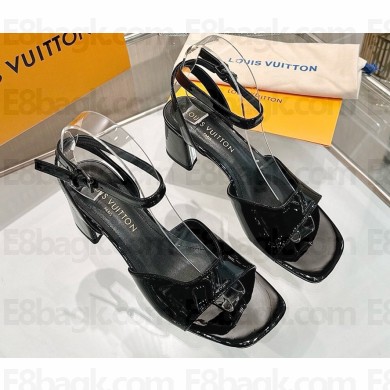 Louis Vuitton 1AGUQT Swing Sandal Patent calf leather black heel 5.5cm 2025
