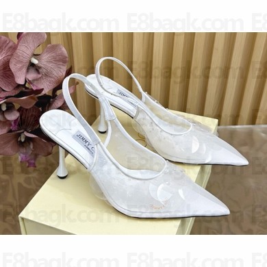 Jimmy Choo Isa 65 Biscuit Mesh Paillette Pumps white 2025