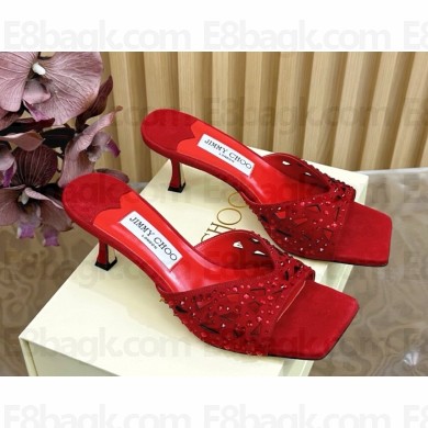Jimmy Choo Skye 65 suede with crystal Sandals red 2025