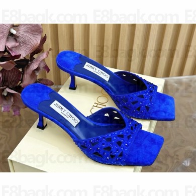 Jimmy Choo Skye 65 suede with crystal Sandals blue 2025