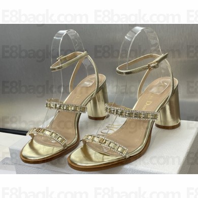 Diorissime Heeled Sandal gold calfskin and Silver-Tone Strass heel 8cm 2025