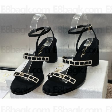 Diorissime Heeled Sandal Black Suede Goatskin and Silver-Tone Strass heel 8cm 2025