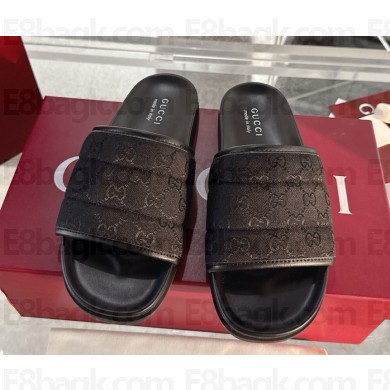 Gucci women/Men slide sandal 834941 black Original GG canvas 2025