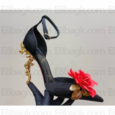 Christian Louboutin Bellarose 100 mm Strappy pumps Crepe satin Black / red 2025