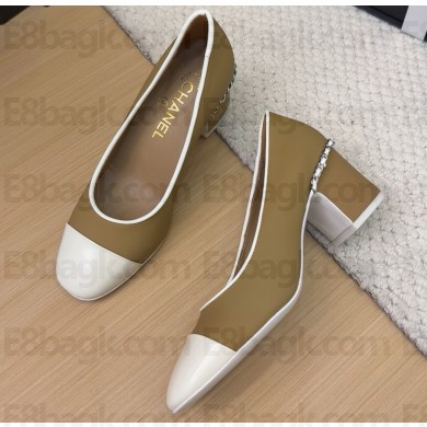 Chanel Mary Janes patent & lambskin beige / white 2025