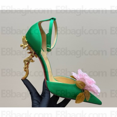 Christian Louboutin Bellarose 100 mm Strappy pumps Crepe satin green / pink 2025