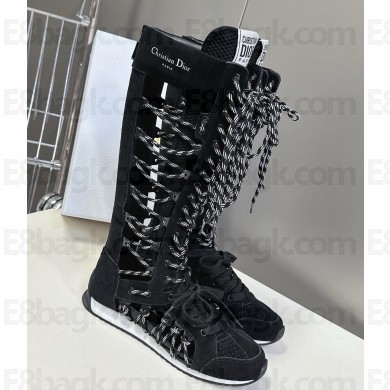 Get Dior Knee-High Sneaker in Black Suede Calfskin and Two-Tone Laces 2025