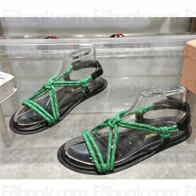 Miu Miu Riviere cord and leather sandals 5X420E green 2025