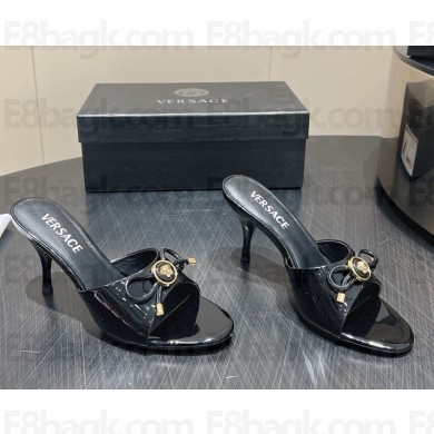Versace Opera Bow Patent Mules 75 mm black / gold  2025