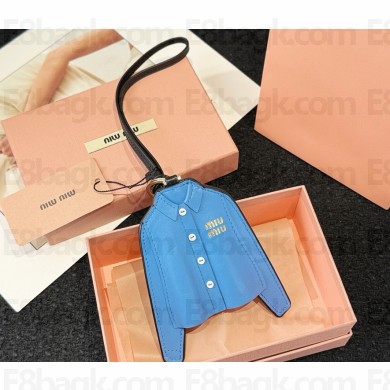 MIU MIU Leather keychain trick 5TL529 Periwinkle Blue 2025