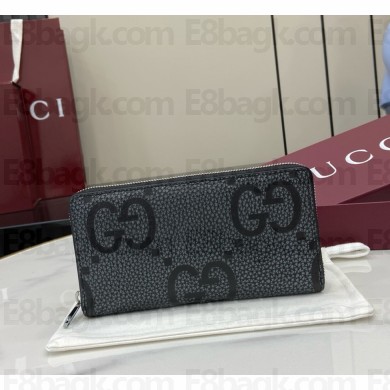 Gucci Jumbo GG zip around wallet 739484 Black jumbo GG leather 2025