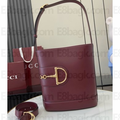 Gucci 73 medium bucket bag 833660 Gucci Rosso Ancora red smooth leather 2025