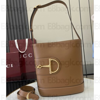 Gucci 73 medium bucket bag 833660 brown smooth leather 2025