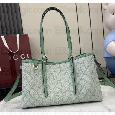 Gucci GG Emblem large tote bag 815214 Sage green GG Monogram coated fabric 2025