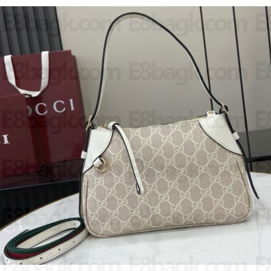 Gucci GG Emblem small shoulder bag 815218 Beige and white new GG Monogram coated fabric 2025