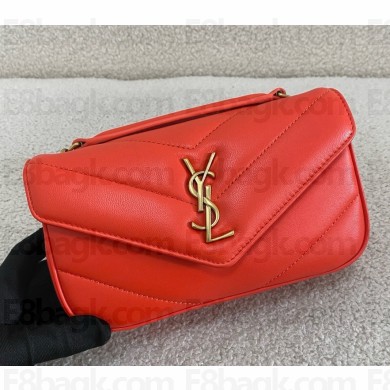 saint laurent loulou mini in lambskin CELOSIA ORANGE 2025 (original quality)