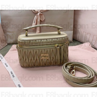 MIU MIU Matelassé nappa leather shoulder bag 5BH226 Caramel 2025
