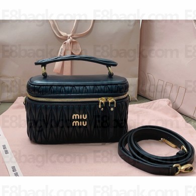 MIU MIU Matelassé nappa leather shoulder bag 5BH226 black 2025