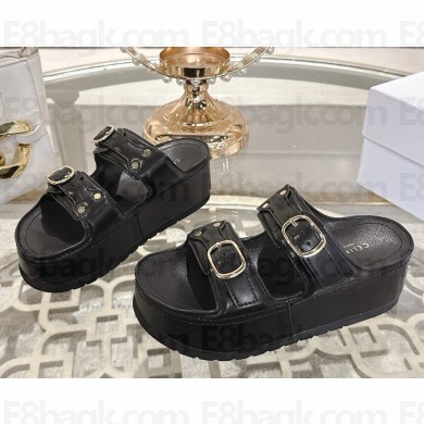 CELINE POLLY WEDGE MULE IN CALFSKIN black 2025