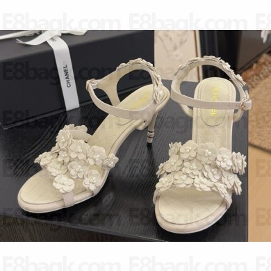 Chanel flower Sandals lambskin white 2025