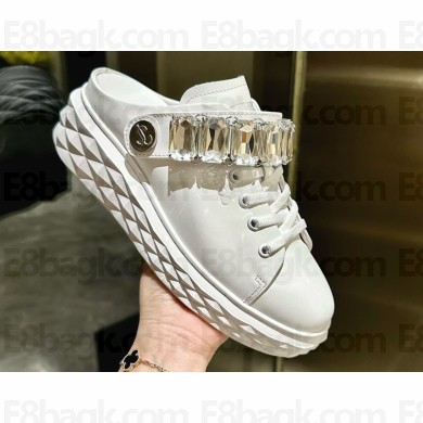 Jimmy Choo Diamond Maxi/crystal White/Pink Nappa Leather Crystal Trainers white/silver 2025