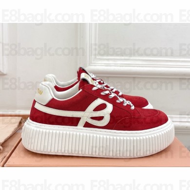 MIU MIU platform sneakers suede red 2025