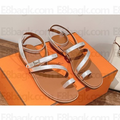 Hermes Harmonie sandal in calfskin with miniature Paris buckle silver 2025