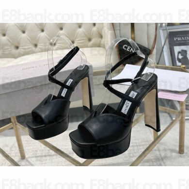 Jimmy Choo heel 13cm platform 3.5cm Karli sandals leather black 2025