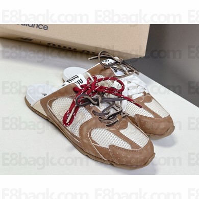 New Balance X Miu Miu 530 SL deco calf leather and mesh mules brown 2025