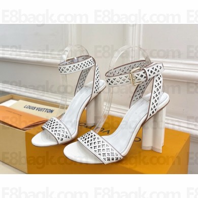 Louis Vuitton 1AGWLJ Silhouette Sandal Ecru White Perforated patent calf leather heel 10cm 2025