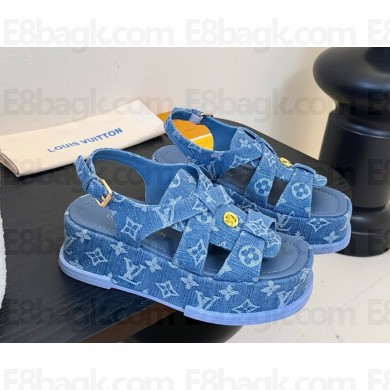 Louis Vuitton 1AGMJP Maya Platform Sandal Blue Monogram denim 2025