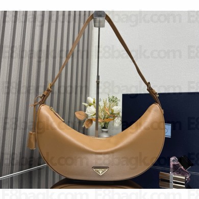 Prada Demi-lune large leather shoulder bag 1BC255 Natural 2025