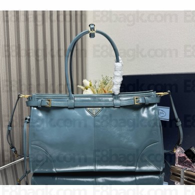 Prada Bonnie large leather handbag 1BA433 Air Force Blue 2025