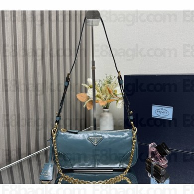 Prada Re-Edition 2002 medium leather shoulder bag  1BC221 Air Force Blue 2025