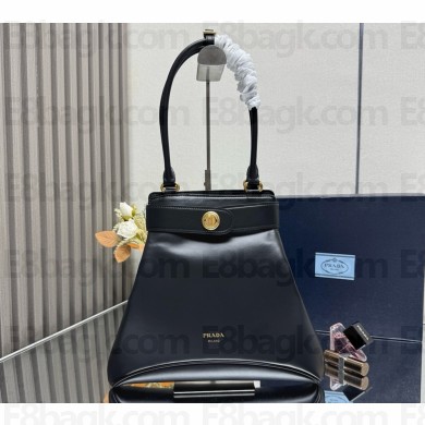 Prada Medium Prada Carey leather bag 1BG567 black 2025