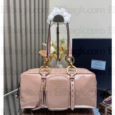 Prada Dangle medium leather top-handle bag 1BB138 Powder Pink 2025