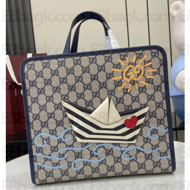 GUCCI Children's printed GG tote bag 814043 Beige and blue GG Supreme canvas 2025