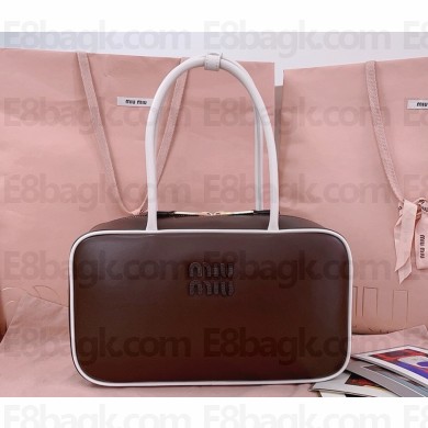 MIU MIU Beau leather bag 5BB172 Briarwood/White 2025
