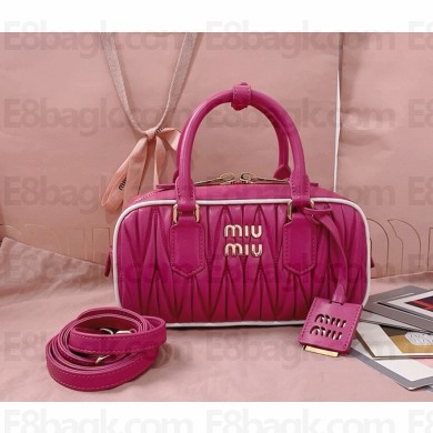 MIU MIU Arcadie matelassé nappa leather bag 5BB142 Fuchsia/White 2025